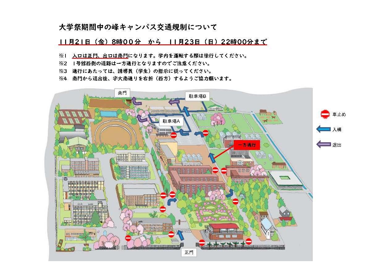 大学祭の交通案内チラシ